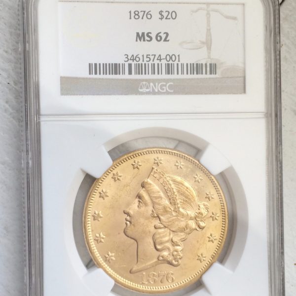 1876 20 Dollar Gold Coin Front