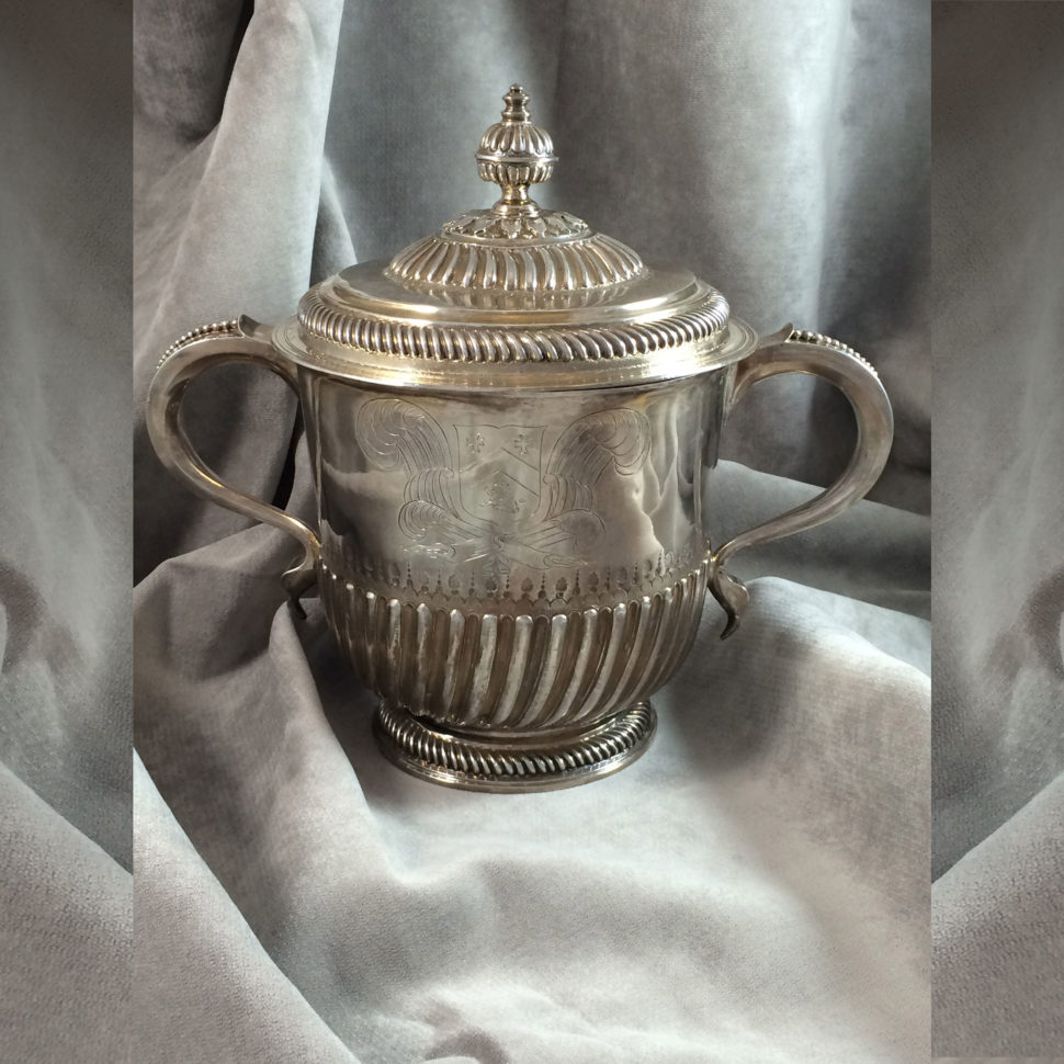 English Silver 2 Handle Cup with Lid Circa 16989