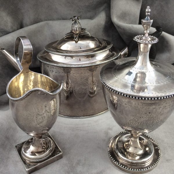 Antique 3 Piece Tea Set by Ephraim Brasher